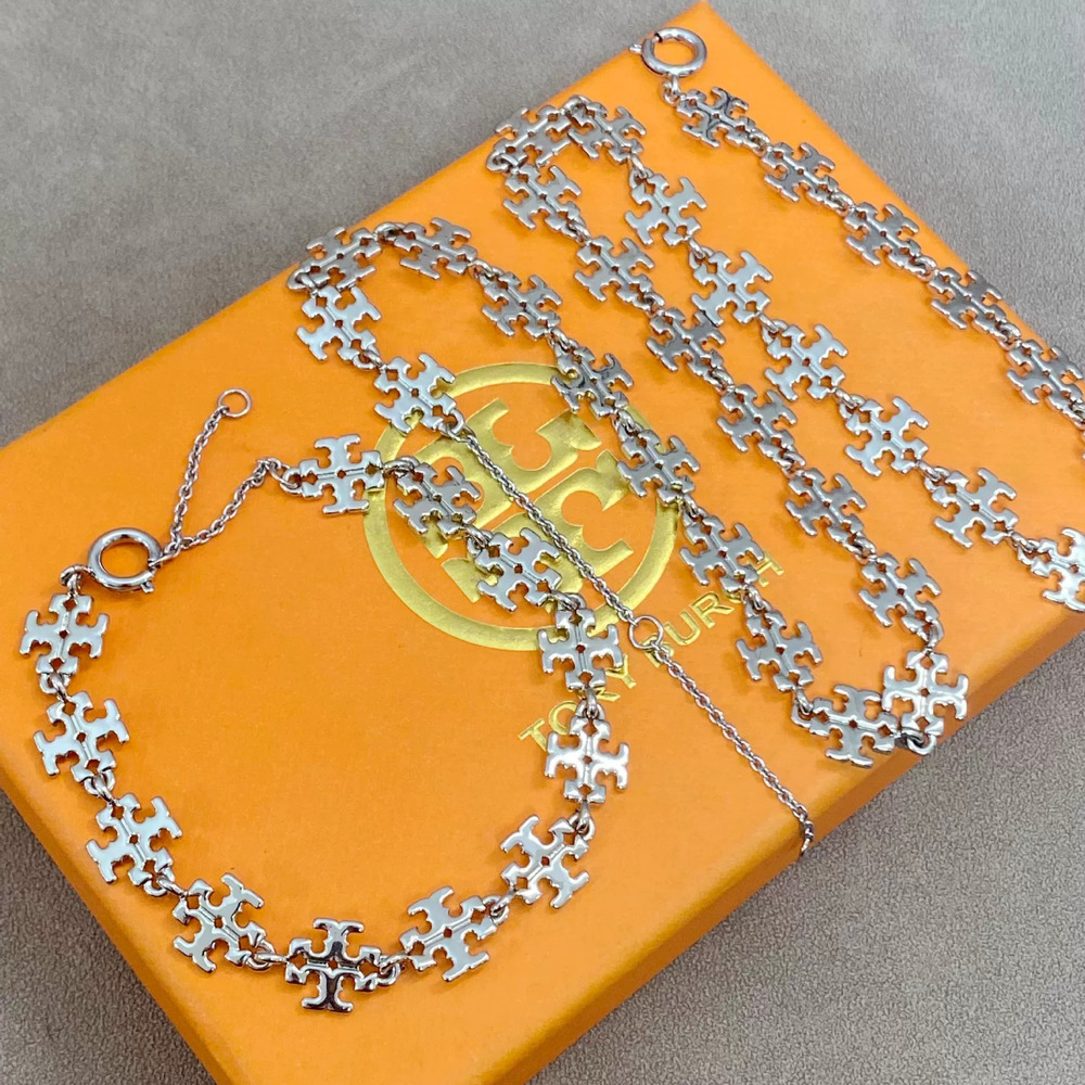 Tory Burch Letter Necklace Bracelet Set